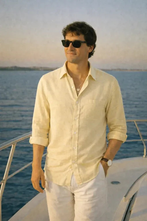 Premium Lemon Linen Shirt for Men | Breathable Full Sleeve Casual & Formal Shirt