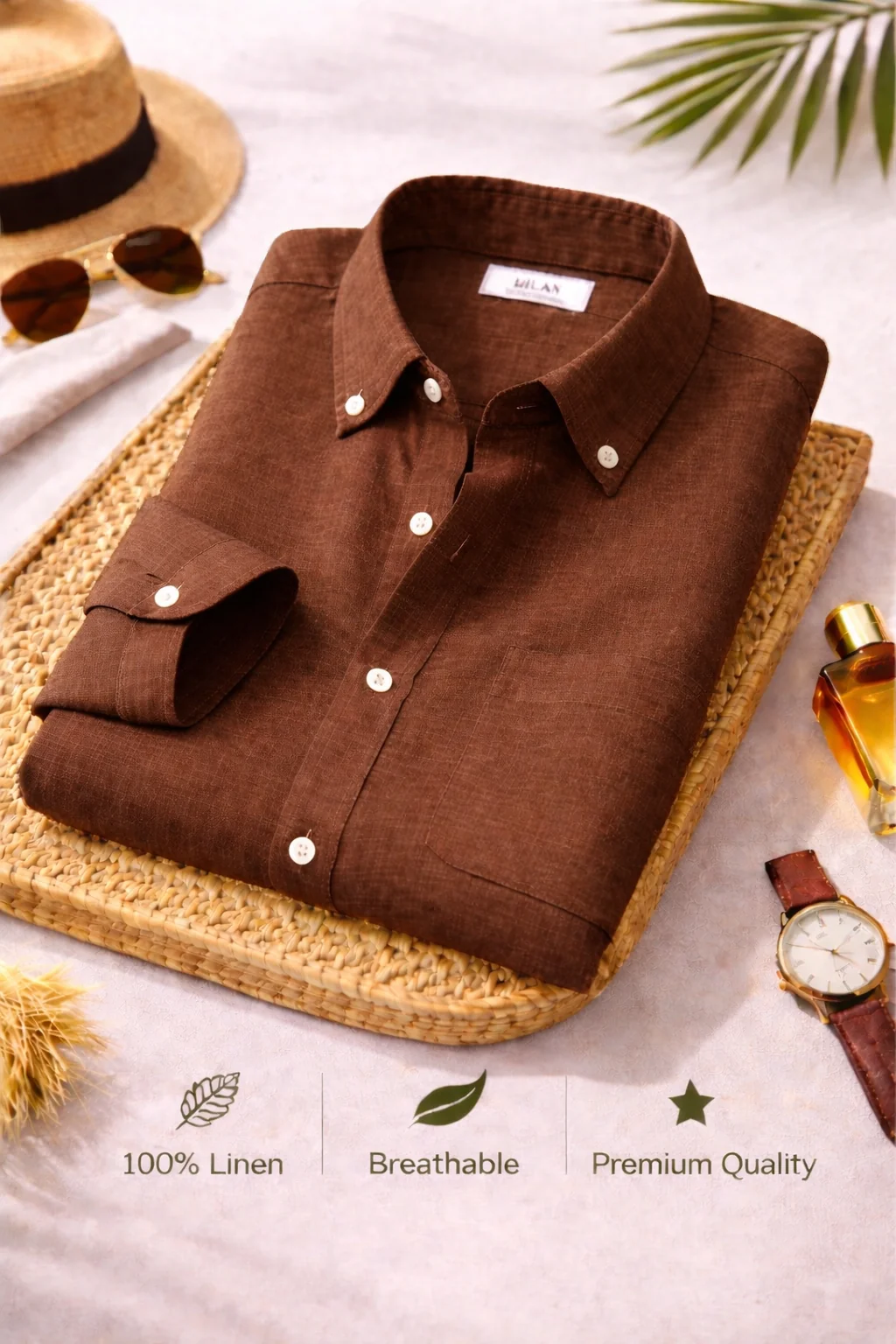 Premium Linen Shirts – Combo of 4 Men's Linen Shirts (Coffee Brown, White, Peach & Maroon) | Breathable Casual & Formal Wear