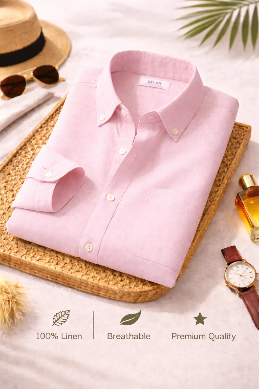 Premium Linen Shirts – Combo of 4 Men's Linen Shirts (Mint, Sky Blue, Baby Pink & Peach) | Breathable Casual & Formal Wear
