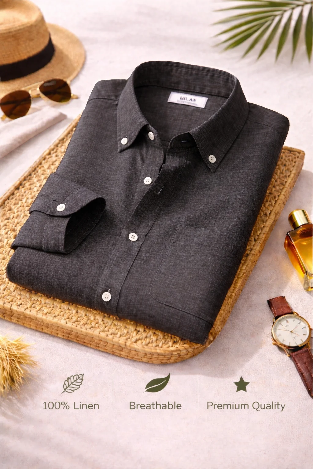 Premium Linen Shirts – Combo of 4 Men's Linen Shirts (Black, Charcoal, Purple & Mint) | Breathable Casual & Formal Wear