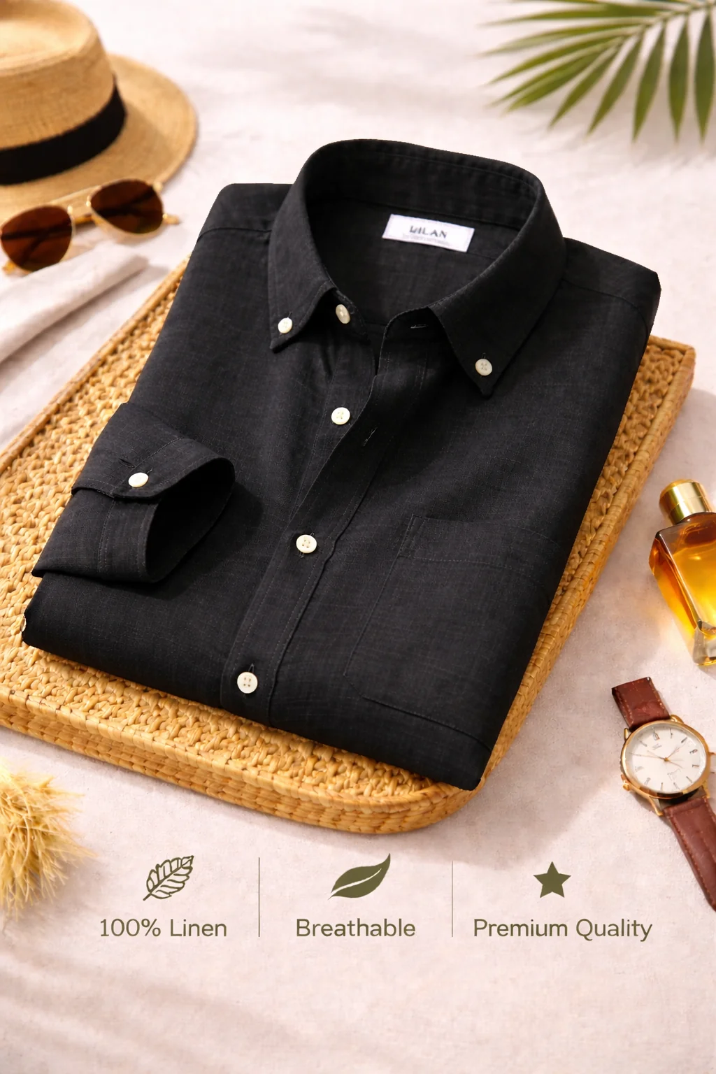 Premium Linen Shirts – Combo of 4 Men's Linen Shirts (Black, Charcoal, Purple & Mint) | Breathable Casual & Formal Wear